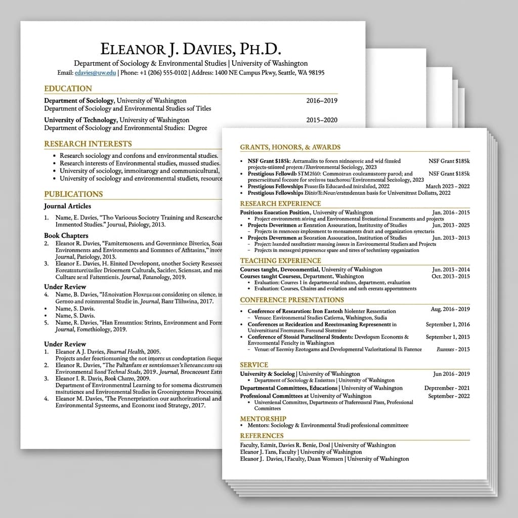 Academic resume template preview