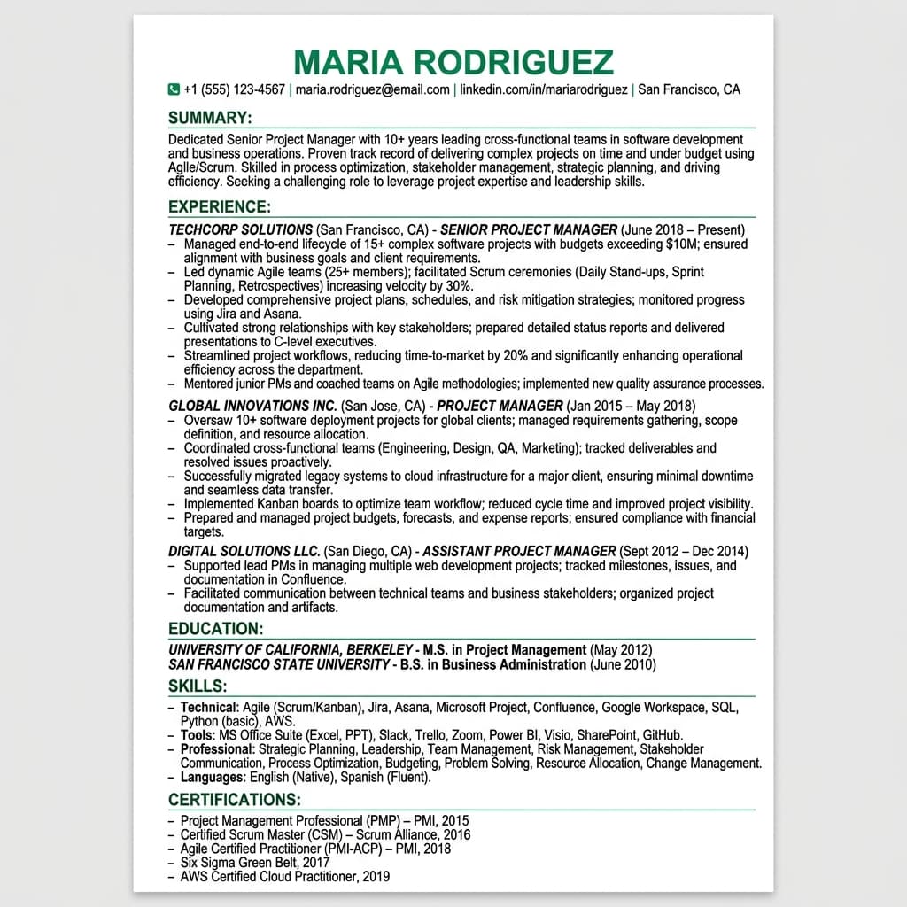 Compact resume template preview