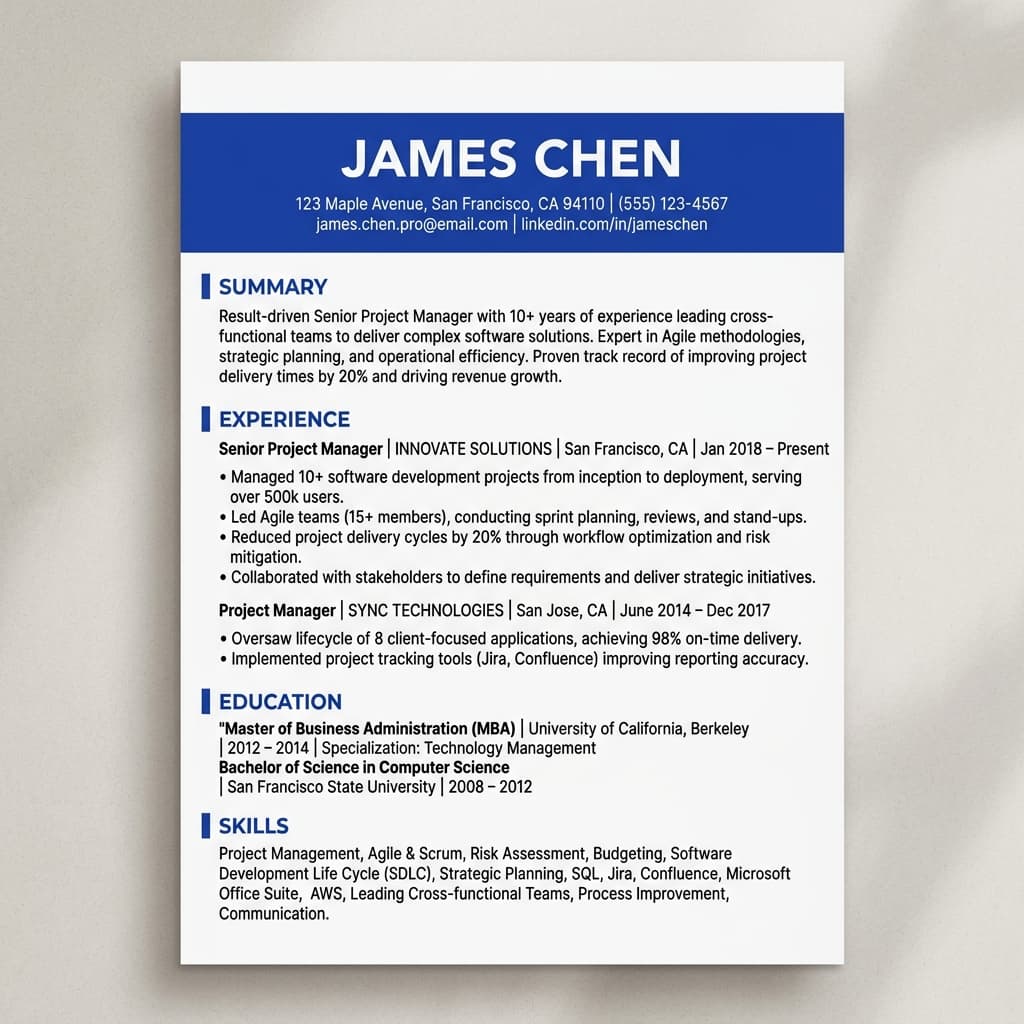 Modern resume template preview